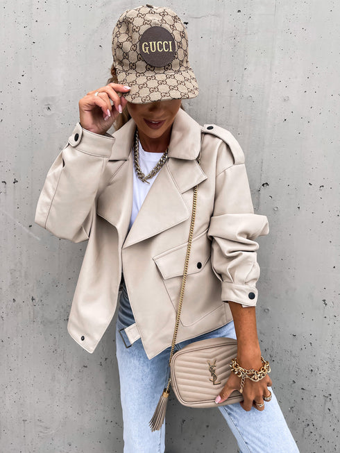 Women PU Leather Top Coat Jacket Loose - ROUTINE FASHION